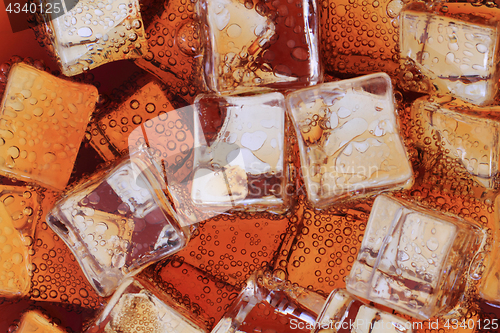 Image of cola drink with ice cubes texture