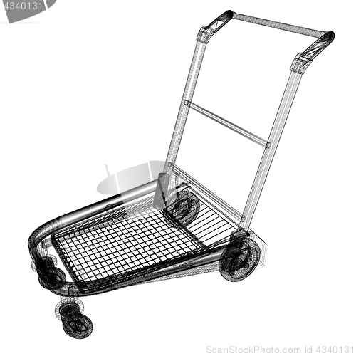 Image of Trolley for luggage at the airport. 3D illustration.