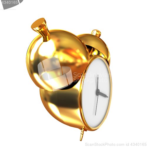 Image of Old style of Gold Shiny alarm clock. 3d illustration