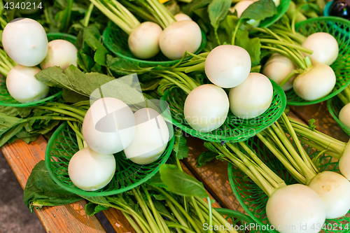 Image of White radish in market