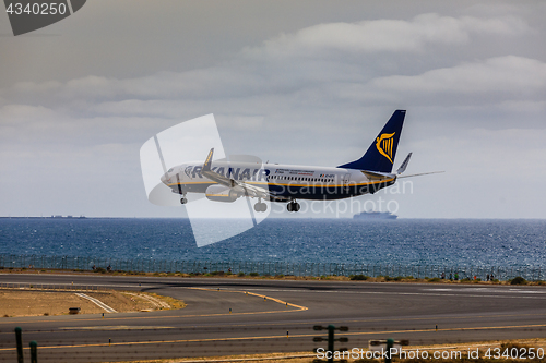 Image of ARECIFE, SPAIN - APRIL, 15 2017: Boeing 737-800 of RYANAIR with 