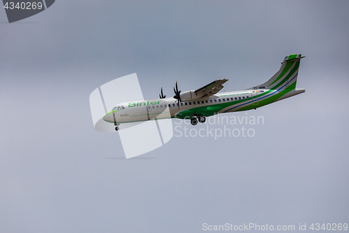 Image of ARECIFE, SPAIN - APRIL, 16 2017: ATR 72 of Binter with the regis