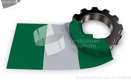 Image of gear wheel and flag of nigeria - 3d rendering
