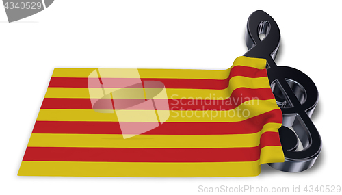 Image of clef symbol symbol and flag of catalonia - 3d rendering