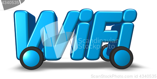 Image of wifi tag on wheels - 3d rendering