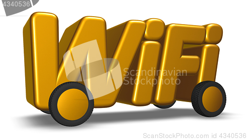 Image of wifi tag on wheels - 3d rendering