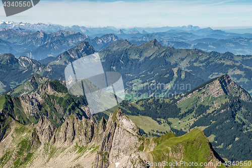 Image of Mountain view from  Mount Saentis, Switzerland , Swiss Alps.