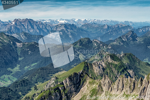 Image of Mountain view from  Mount Saentis, Switzerland , Swiss Alps.