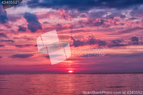 Image of Dramatic sunset over the sea