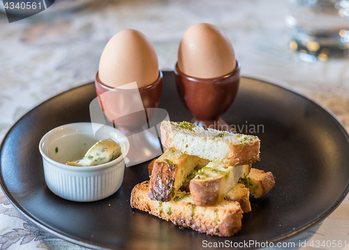 Image of Breakfast with boiled eggs