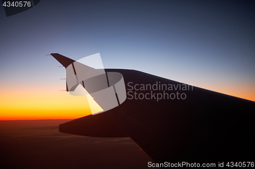 Image of sunset from the airplane window