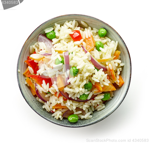 Image of bowl of boiled rice with vegetables