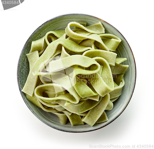 Image of bowl of egg noodles with spinach