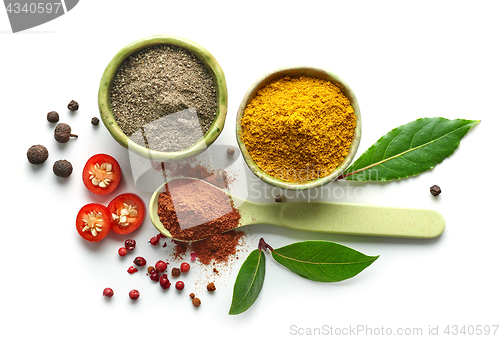 Image of Various spices isolated on white background