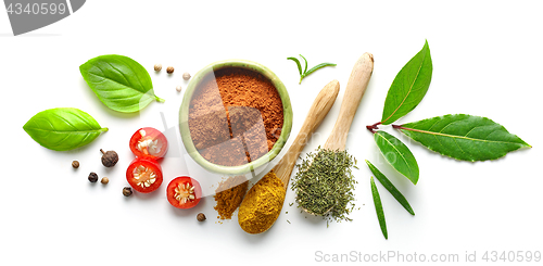 Image of Various spices isolated on white background