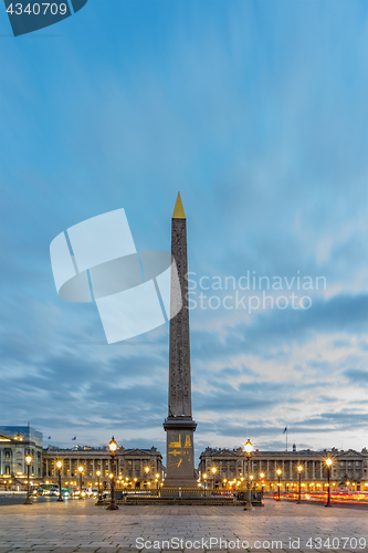 Image of Obelisk Monument at sunrise at Place de la concorde Paris