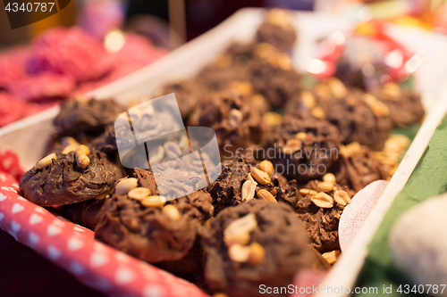 Image of chocolate cookies with peanuts