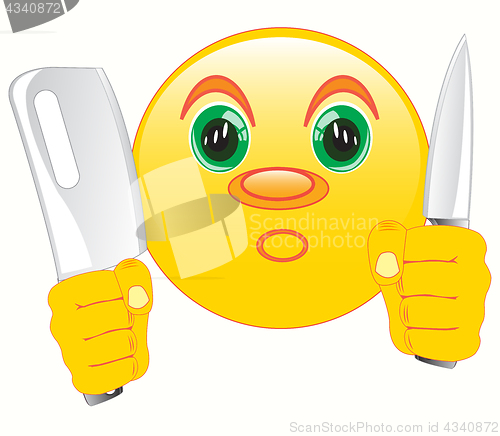 Image of Smiley with knife in hand