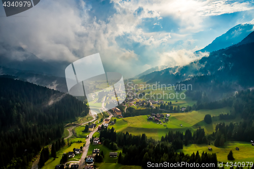 Image of Sappada Italy North-Eastern corner of the Dolomites Alps. Aerial