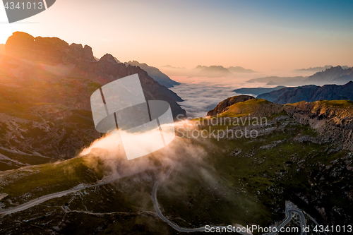 Image of Panorama National Nature Park Tre Cime In the Dolomites Alps. Be