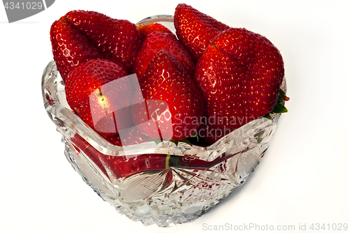 Image of Strawberries in a crystal vase.