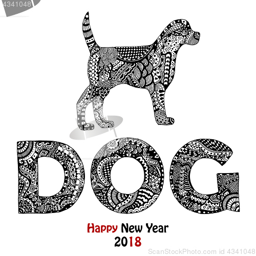 Image of Animal and dog text handdrawn card