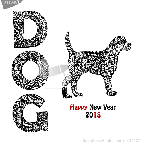 Image of Handdrawn dog text and animal