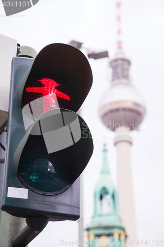 Image of Red walking man (Ampelmann) in Berlin