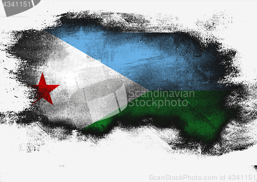 Image of Djibouti flag painted with brush