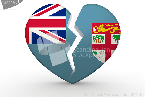 Image of Broken white heart shape with Fiji flag