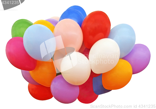 Image of Lots of colorful balloons isolated on white background