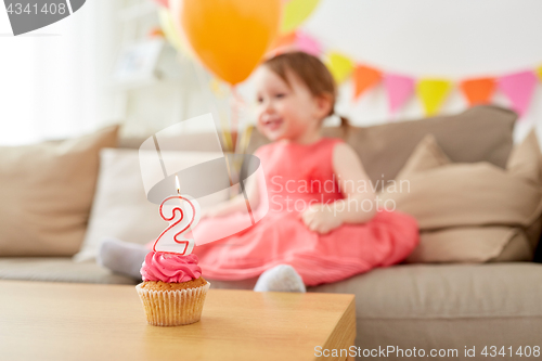 Image of birthday cupcake for two year old baby girl