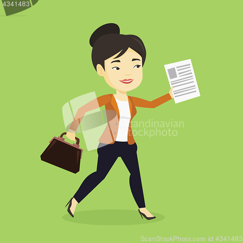 Image of Happy business woman running vector illustration.