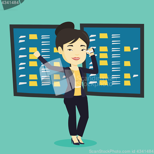 Image of Stockbroker at stock exchange vector illustration.