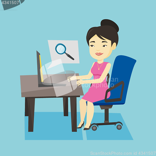 Image of Business woman searching information on internet.