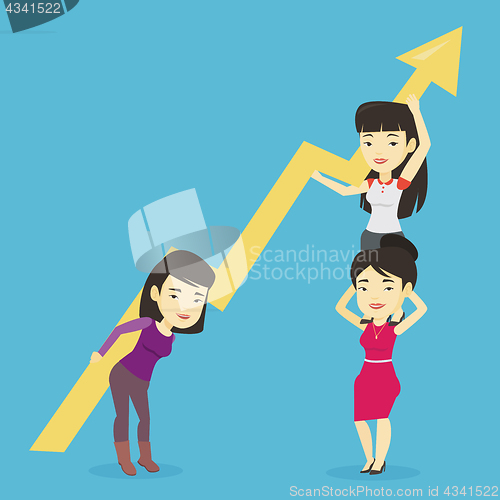 Image of Three business women holding growth graph.