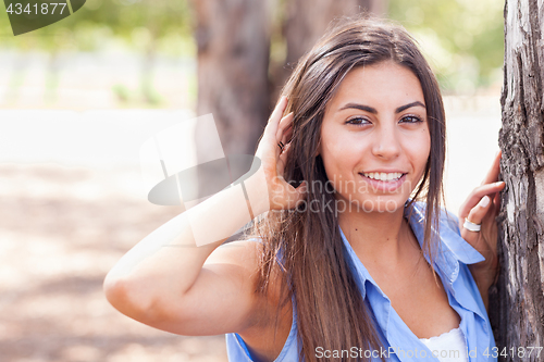 Image of Beautiful Young Ethnic Woman Portrait Outside.