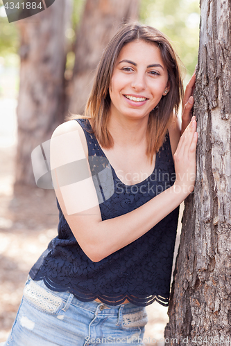 Image of Beautiful Young Ethnic Woman Portrait Outside.