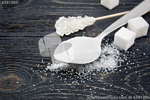 Image of Sugar white different on black board