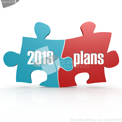 Image of Blue and red with 2019 plans puzzle
