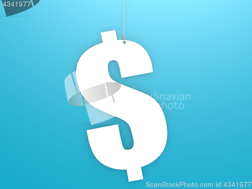 Image of Dollar sign hang with blue background