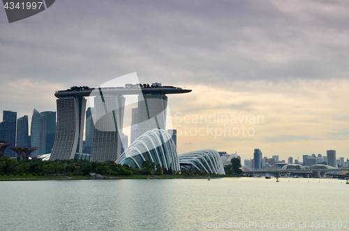 Image of Singapore cityscape during sunset