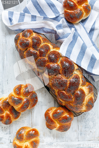 Image of Homemade challah bread for Shabbat.