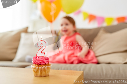 Image of birthday cupcake for two year old baby girl