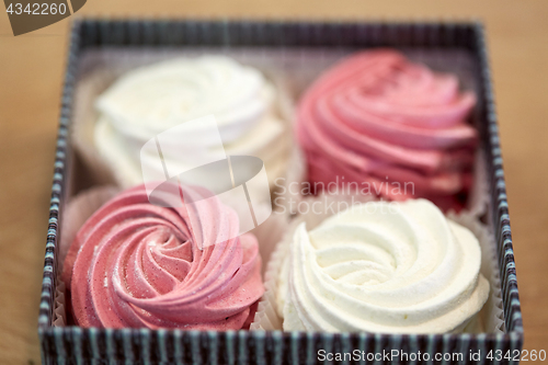 Image of zephyr or marshmallow dessert in gift box