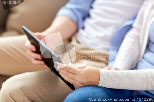 Image of close up of couple with tablet pc computer