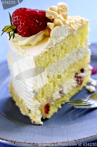 Image of Slice of strawberry meringue cake