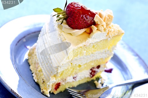 Image of Slice of strawberry meringue cake