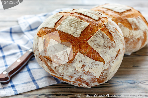 Image of Loaves of fresh homemade sourdough bread.