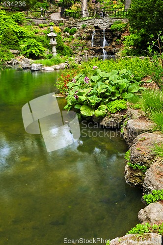 Image of Cascading waterfall and pond